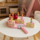 Ecotoys Wooden Birthday Cake with Candles and Strawberries, 15 Pieces