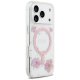Guess Resin Flowers Glitter MagSafe dėklas iPhone 17 Pro, rožinis