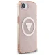 Guess IML Metal Glitter 4G Circle Triangle MagSafe dėklas iPhone 16e telefonui, rožinis