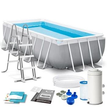 Rectangular Frame Pool Intex 26788 400 x 200 x 100 cm with Pump and Ladder