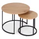 Nesting Coffee Table Set of 2 Round Industrial Living Room Tables ModernHome, Light Oak