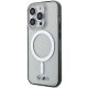 BMW dėklas iPhone 14 Pro Max telefonui su Silver Ring MagSafe, skaidrus