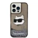 Karl Lagerfeld dėklas iPhone 14 Pro telefonui Liquid Glitter Choupette, juodas