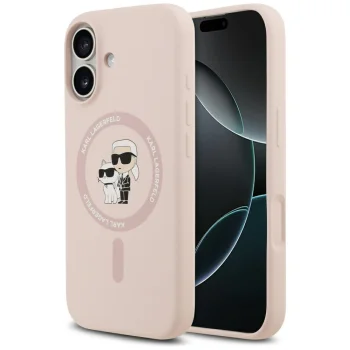 Karl Lagerfeld dėklas iPhone 17 Silicone Karl&Choupette MagSafe, rožinis