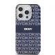 DKNY dėklas iPhone 15 Pro telefonui IML Mono & Stripe MagSafe, mėlynas