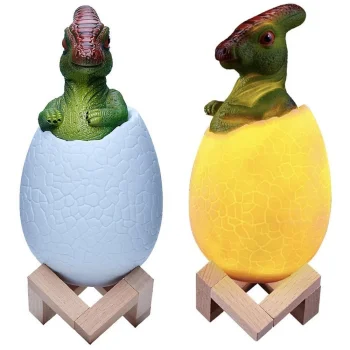 Dinozauro kiaušinio formos RGB LED naktinė lemputė vaikams