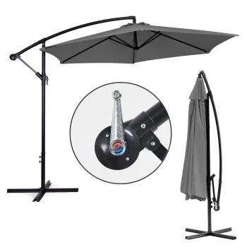 MultiGarden 3m Cantilever Patio Umbrella with Tilt & Crank, Grey