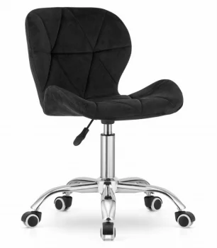 Avola Swivel Velvet Office Chair with Wide Backrest, Black