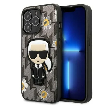 Karl Lagerfeld Flower Ikonik Karl dėklas iPhone 13 / 13 Pro, pilkas
