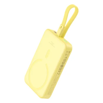 Išorinė baterija Baseus Magnetic Mini MagSafe 10000mAh 20W su Lightning laidu, geltona