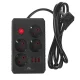 Maclean MCE392 B ilgintuvas, 4 lizdai, 3x USB, 2500W, 1.5m, juodas
