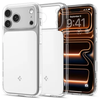 Spigen Ultra Hybrid T MagSafe dėklas, skirtas iPhone 17 Pro, Clear / White