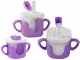 Vaikintas puodelis su silikoninėmis rankenėlėmis ir šiaudeliu, 300 ml, violetinis