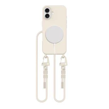 Tech-Protect MagNecklace dėklas iPhone 16 su virvele, smėlio spalvos