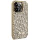 Guess dėklas iPhone 15 Pro telefonui Disco Script Metal, auksinis