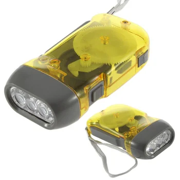 Hand Crank Dynamo Flashlight with 3 LEDs, Battery-Free Emergency Light