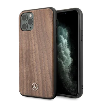 Mercedes dėklas iPhone 11 Pro Max telefonui Wood Line Walnut, šviesiai rudas