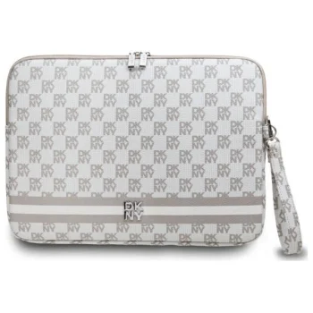 DKNY Checkered Pattern Printed Stripes 14" nešiojamojo kompiuterio dėklas, smėlio spalvos