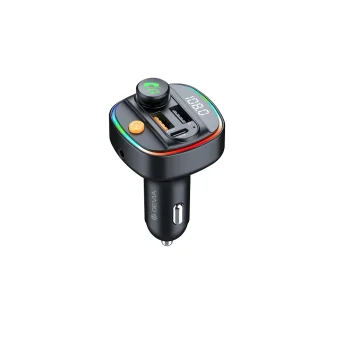 Automobilinis FM siųstuvas Devia, 30W PD USB-C, 2x USB įkroviklis, Bluetooth 5.3, juodas