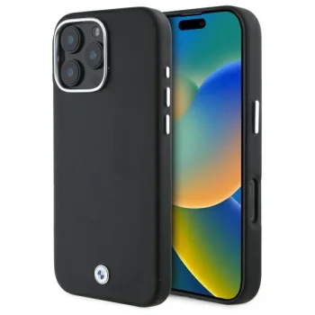 BMW dėklas iPhone 16 Pro telefonui Sign Full Wrapped Metal MagSafe, juodas