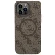 Apple iPhone 13 Pro 6.1\'\' Guess 4G Collection Leather Metal Logo MagSafe Case Cover, Brown