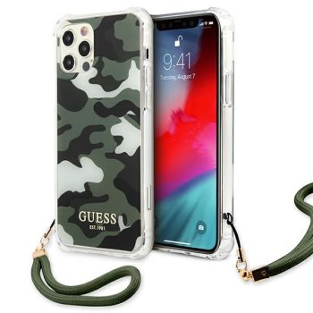 Guess Camo Collection dėklas, skirtas iPhone 12 Pro Max, Žalias (GUHCP12LKSARKA)