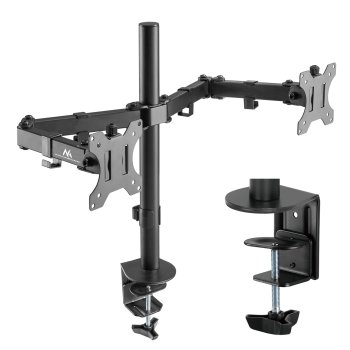 Maclean MC-884 dvigubas monitoriaus laikiklis prie stalo, 17-32", 2x 8 kg, juodas