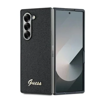 Guess 4G Glitter Script dėklas, skirtas Samsung Galaxy Z Fold 6, juodas