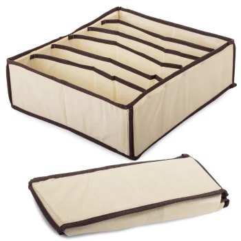 Drawer Organizer for Underwear and Socks, 6 Compartments, Beige