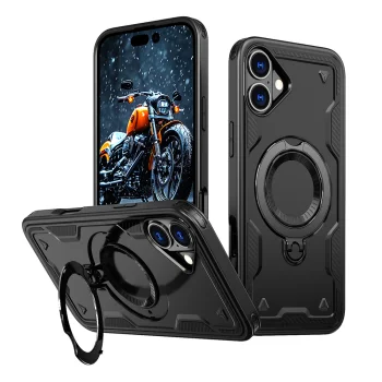 Hybrid Armor Trendy Case with MagSafe for iPhone 16, Black
