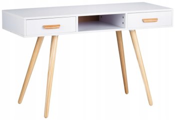 Kosmetinis staliukas-konsolė su 2 stalčiais ModernHome WYJ-038, baltas