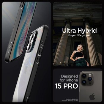Spigen Crystal Hybrid Case for iPhone 15 Pro, Black