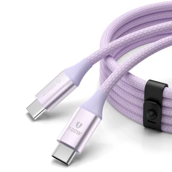 USB-C laidas 1 m, 5 A, 100 W, violetinis