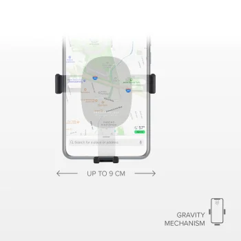SBS Gravity išmaniojo telefono laikiklis ventiliacijos grotelems, juodas
