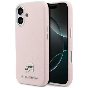 Karl Lagerfeld Karl & Choupette Saffiano MagSafe dėklas iPhone 17, rožinis
