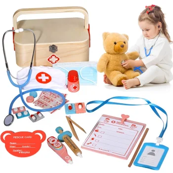 Wooden Play Little Doctor Set with Stethoscope