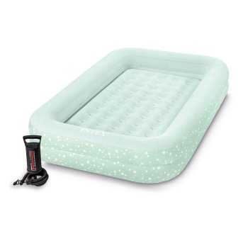 Intex pripučiamas vaikiškas čiužinys su apsauginiais kraštais ir pompa, 168x107x25 cm