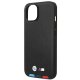 BMW dėklas iPhone 14 Plus telefonui Leather Stamp Tricolor, juodas