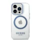Guess Metal Outline MagSafe dėklas iPhone 14 Pro, mėlynas
