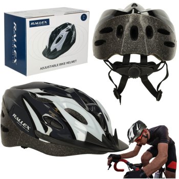 Adjustable bike helmet with ventilation, size L, 58-62 cm, black and white