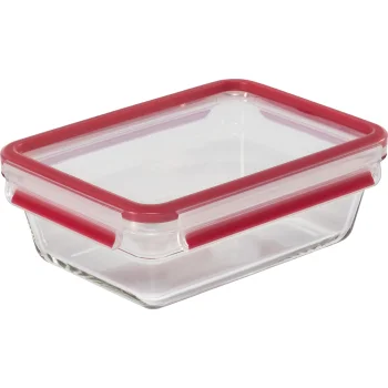 Emsa Clip&Close stiklinis maisto indelis, 1,3 L, raudonas
