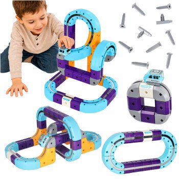 Magnetic Building Blocks Race Track with Rechargeable Car 54 Pieces
