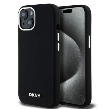 DKNY dėklas iPhone 15 Plus / 14 Plus su MagSafe, juodas