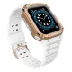 Apsauginis dėklas ir dirželis Apple Watch 42/44/45mm, Balta/Rožinio aukso