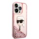 Karl Lagerfeld Glitter Karl\'s Head dėklas iPhone 14 Pro Max telefonui, rožinis