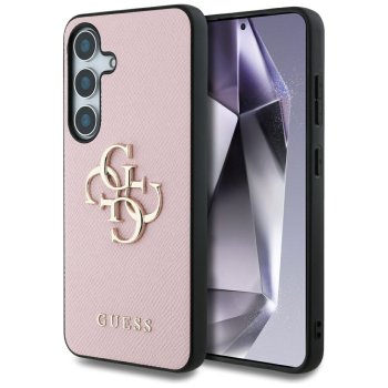 Guess Grained Big 4G Logo dėklas, skirtas Samsung Galaxy S25+, rožinis