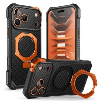 Supcase UB Grip Mag MagSafe dėklas iPhone 18 Pro Max, juodas ir oranžinis