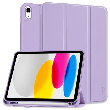 Tech-Protect atverčiamasis dėklas iPad 10.9 2022 su Apple Pen vieta, violetinis