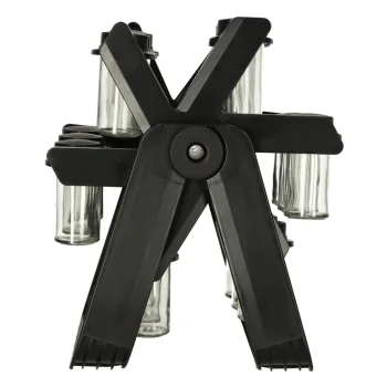 Rotating Spice Organizer with 18 Glass Jars, Black
