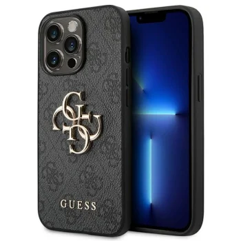 Guess 4G Big Metal Logo dėklas, skirtas iPhone 14 Pro Max, pilkas
